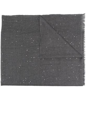 Brunello Cucinelli sequin-embellished scarf - women - Silk/Polyamide/Cashmere - One Size - Grey