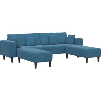vidaXL Vidaxl - Sof&aacute; De Terciopelo Con Coj&iacute;n 3 Pcs Azul 208 Cm Terciopelo