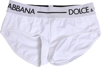 Dolce & Gabbana Shorts met logotailleband - Dames - Onderbroek - Wit - S - Nylon - Ondergoed