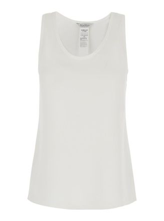 Max Mara White Round Neck Top