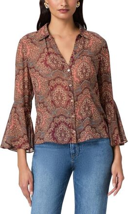 Paige Jasmeet Print Flare Sleeve Top in Sunset Multi at Nordstrom, Size Small