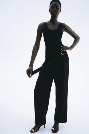 H&M Belted Trousers in Black at Nordstrom, Size Xx-Large