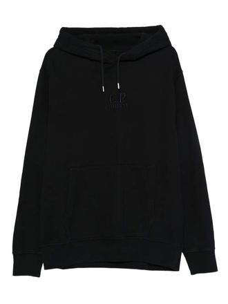 C.P. Company embroidered-logo cotton hoodie - men - Cotton - S - Black