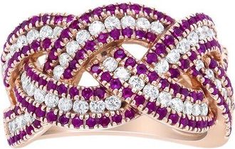 House of Brilliance Haus Of Brilliance Colorful Gemstones 18K Rose Gold 1.65 Ct. Tw. Diamond & Ruby Band Ring