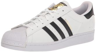 adidas Originals Mens Superstar Sneaker, White/Black/Green (Vegan), 18