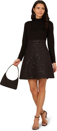 Adrianna Papell Womens Ponte Sequin Boucle Dress - Black - Size 18 UK