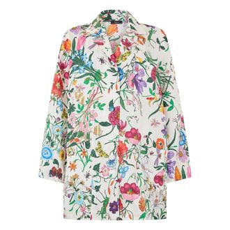 Gucci Zijden Blouse met Bloemendessin - Dames - Overhemden - Veelkleurig - L - Overhemden