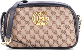 Gucci GG Marmont Shoulder Bag Diagonal Quilted GG Canvas with Leather Small crossbody bag - Zwart