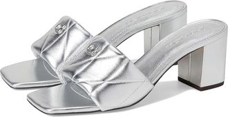 Coach Holly Block Heel Sandals with Quilting Womens Dress Sandals Silver : 7.5 M, Leather