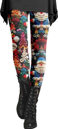 Generic Christmas Tights for Women UK Xmas Leggings Gym Fitness Running Pants High Waisted Merry Christmas Workout Tights, Z01-Blue, M