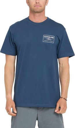 Quiksilver Stamped Short Sleeve Graphic Cotton T-Shirt in Dark Denim at Nordstrom, Size Xx-Large