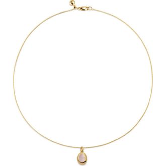 Monica Vinader Birthstone Locket Pendant Necklace in 18Ct Gold /Rose Quartz at Nordstrom