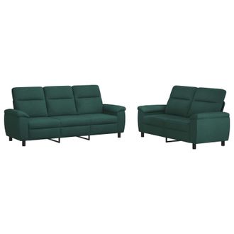 vidaXL Set Di Divani 2 Pcs Verde Scuro Tessuto Vidaxl