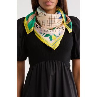 Kate Spade New York country club silk square scarf in Beige Multi at Nordstrom Rack