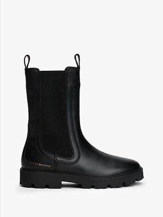 Tommy Hilfiger Leather Cleat Mid Chelsea Boots