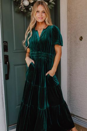 Azura Exchange Velvet Maxi Jurk met Gelaagde Rok