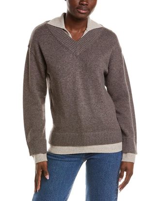 Naadam Premium Wool & Cashmere-Blend Layered Polo Sweater