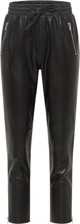 Carlo Colucci Stijlvolle Lederen Broek - Dames - Leren Broeken - Zwart - S - Broeken