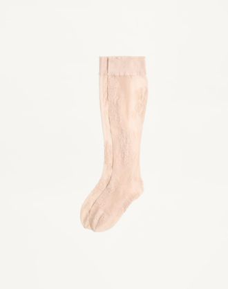 Valentino Floral Lycra Knee-High Socks Woman BIRCH L/X