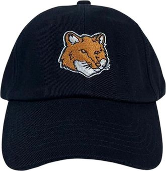 Maison Kitsun&eacute; Caps, unisex, Black, Size: ONE SIZE Fox Head Cap