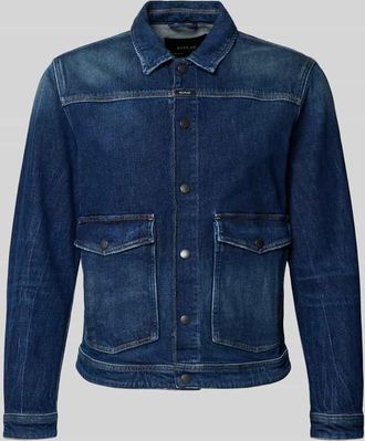 Replay Jeansjacke mit Pattentaschen und Kentkragen in Jeansblau, Gr&ouml;&szlig;e XXL