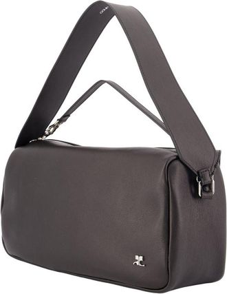Courr&egrave;ges Womens Leather Shoulder Bag Black Cowhide