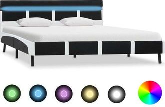 vidaXL Estructura De Cama Con Led De Cuero Sint&eacute;tico Negro 120x200 Cm Vidaxl