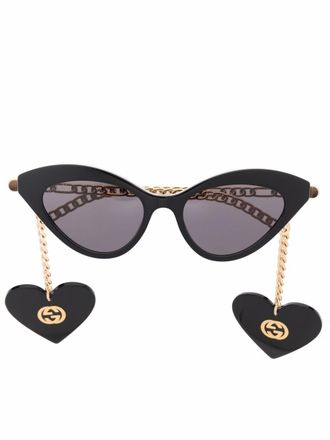 Gucci cat-eye frame chain sunglasses - Black