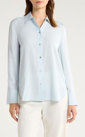 Vince Stretch Silk Button-Up Shirt in Glacier at Nordstrom Rack, Size Medium