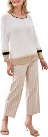 Tribal Womens Crew Neck Sweater In White