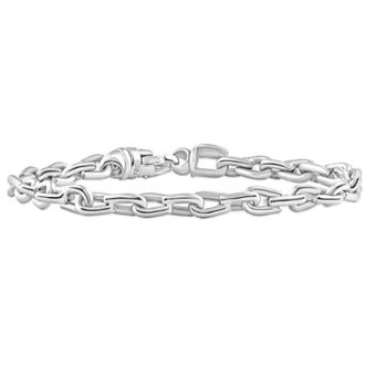 Pompeii3 Mens Polished Steel Clasp 6mm Thin Oval Flexible Link 8.5 Bracelet