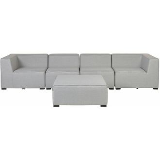 Beliani Beliani - Set divano modulare 4 posti in tessuto grigio con pouf Arezzo
