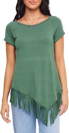 Karen Kane Angled Fringe Top in Jade at Nordstrom, Size X-Small