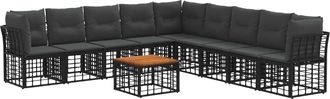 vidaXL Conjunto De Sof&aacute;s De Exterior 10 Uds. Negro Y Gris Oscuro Vidaxl