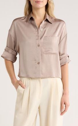 RDI Crop Button-Up Shirt in Taupe at Nordstrom Rack, Size X-Small