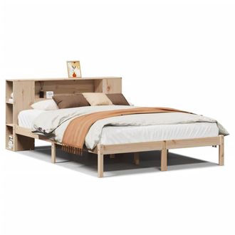 Berkfield Home Bookcase Bed without Mattress 135x190 cm Double Solid Wood Pine in Tan
