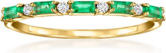 RS Pure by Ross-Simons Emerald Ring With Diamonds in 14kt Yellow Gold