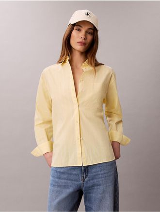 Calvin Klein Jeans Calvin Klein Womens Cotton Poplin Relaxed Button-Down Shirt - Yellow - XL