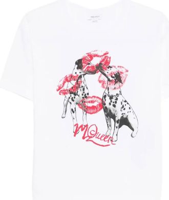 Alexander McQueen White Dalmatian-print T-shirt
