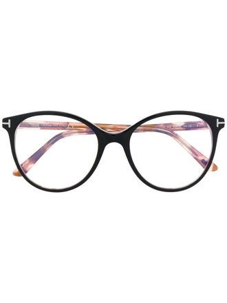 Tom Ford Eyewear FT5742B round-frame glasses - women - Acetate - 53 - Brown