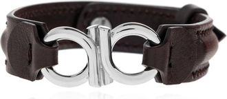 Ferragamo Double Gancini Bracelet - Heren - Armbanden - Bruin - ONE Size - Leer - Accessoires