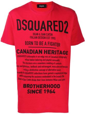 Dsquared2 T-shirt met slogan print - Rood