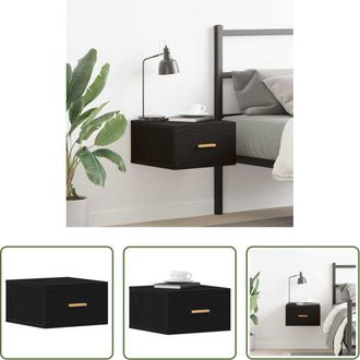 vidaXL vidaXL Comodino per camera da letto - Mobiletto da comodino a parete Rovere Nero 35 x 35 x 20 cm