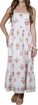 Blu Pepper Floral Bouquet Pattern Sleeveless Midi Dress In Multi