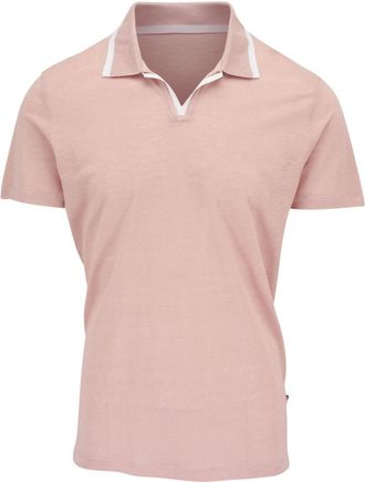 Orlebar Brown short-sleeve linen polo shirt - men - Linen/Flax - M - Pink