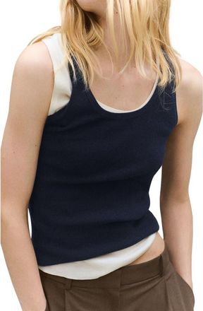 Mango Wool & Cotton Sweater Tank in Dark Navy at Nordstrom, Size X-Small