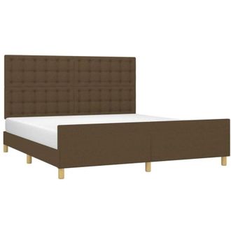 vidaXL Estructura De Cama Con Cabecero De Tela Marr&oacute;n 180x200 Cm Vidaxl
