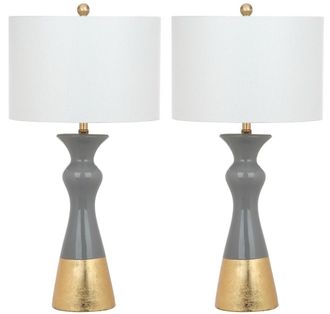 Safavieh Juego de 2 lamparas de mesa de ceramica oro