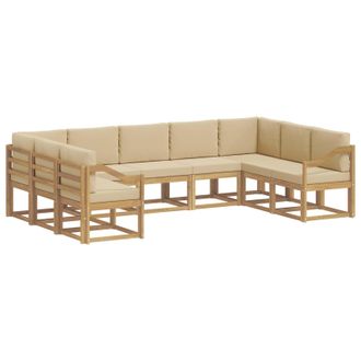 vidaXL Conjunto De Sof&aacute;s De Exterior Con Coj&iacute;n 9 Pcs Y Beige Vidaxl