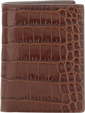 Tom Ford Folded Card Holder - Heren - Portefeuilles - Bruin - ONE Size - Leer - Accessoires
